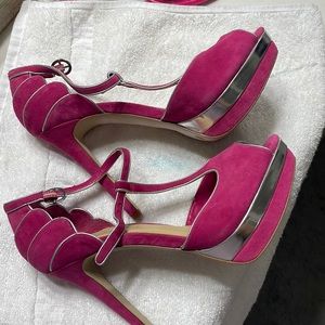 Pink and silver heels (used)